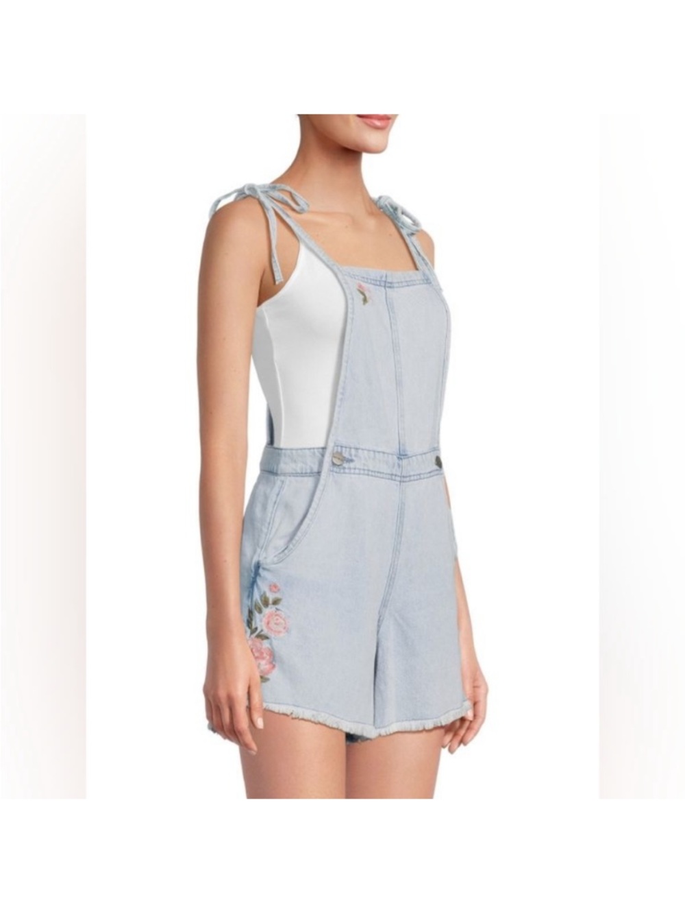 Driftwood Raphy Shortall Floral Embroidered Overalls - Picture 3 of 9